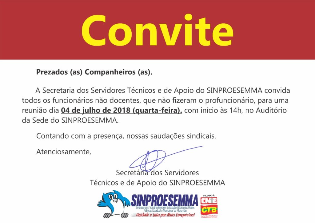 Sinproesemma convoca funcionários da educação para tratar sobre o Profuncionário