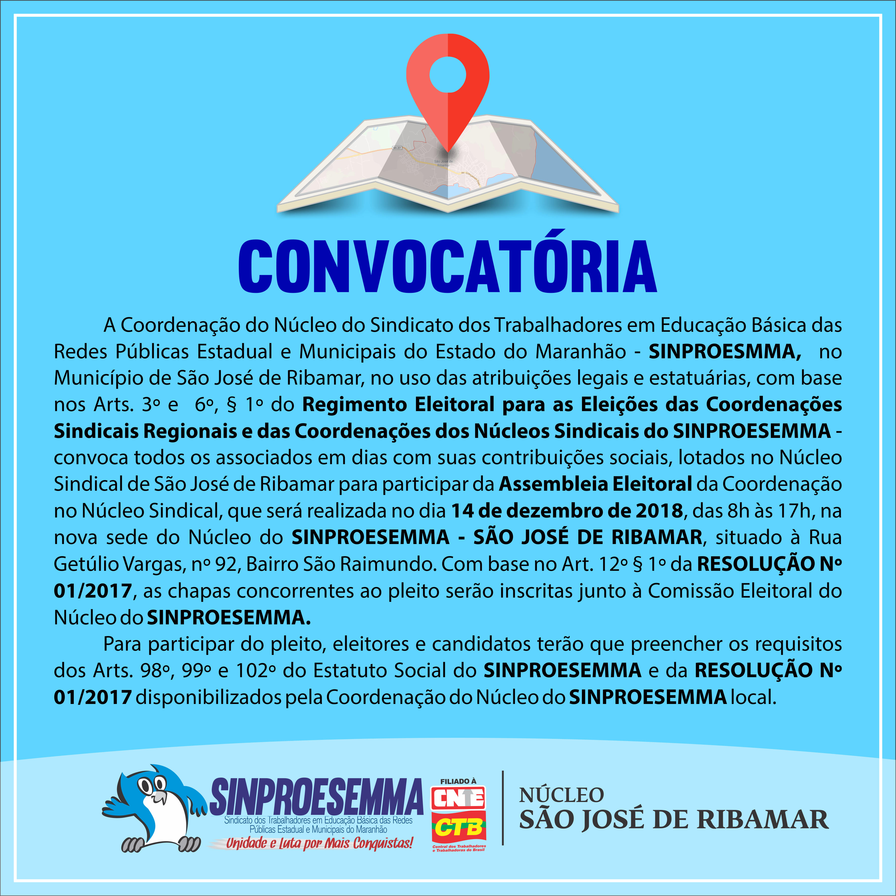 Convocação de Assembleia Eleitoral – Núcleo São José de Ribamar