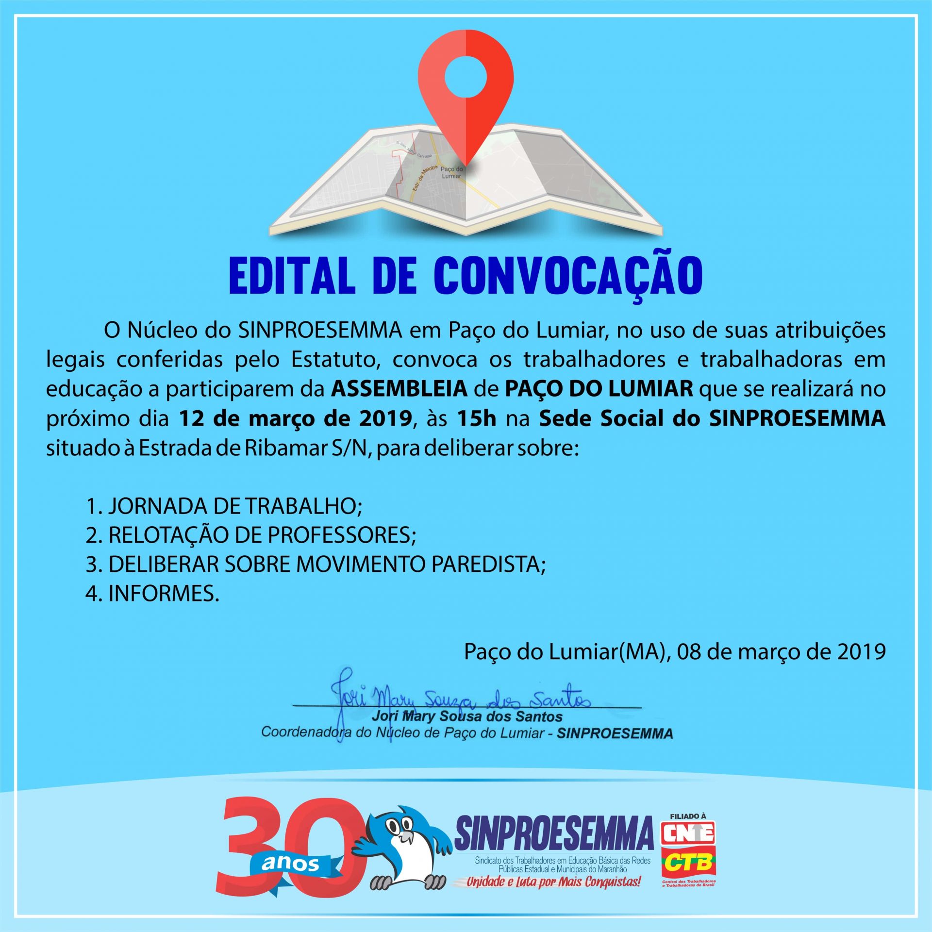 Paço do Lumiar: Edital de Convocação