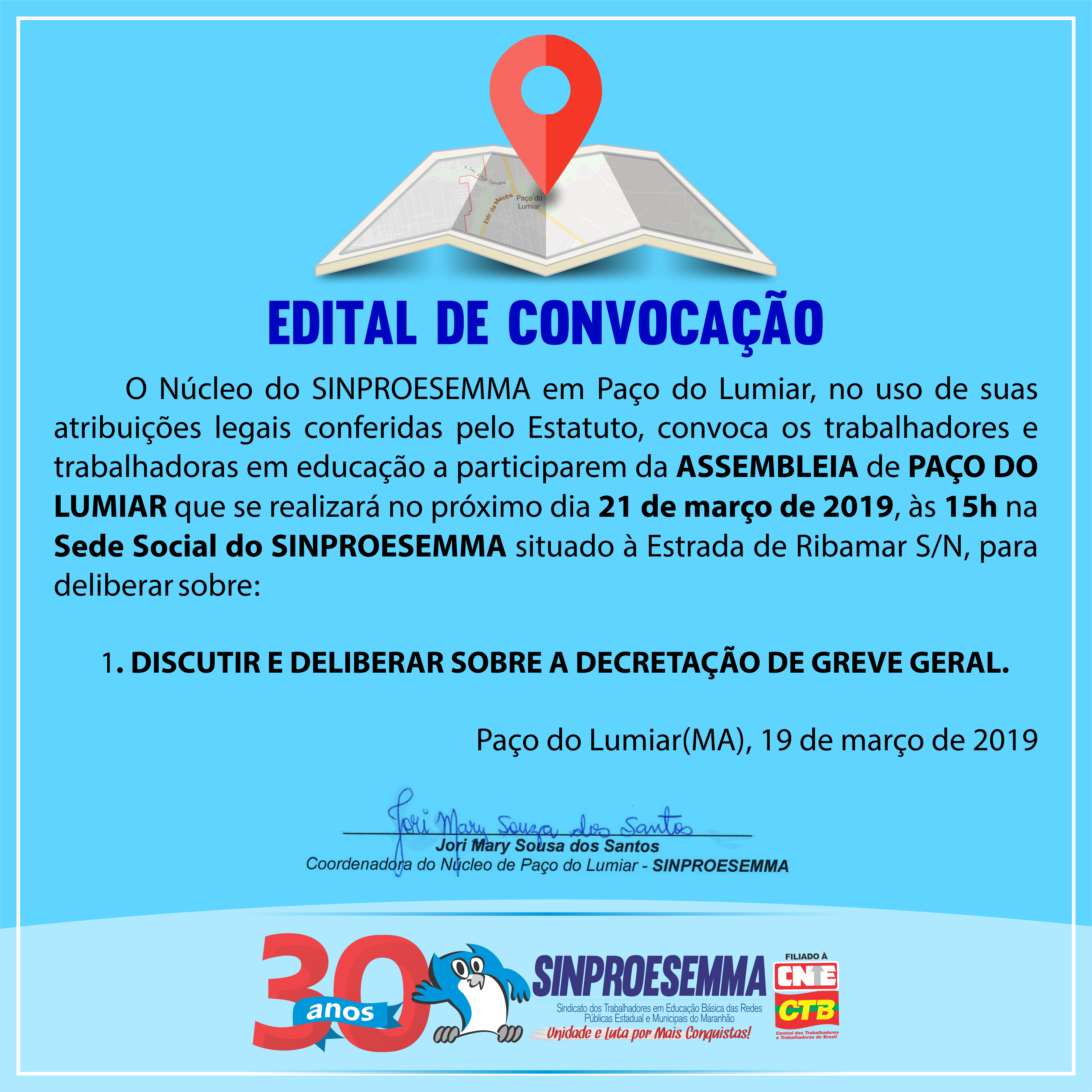 Paço do Lumiar: Edital de Convocação
