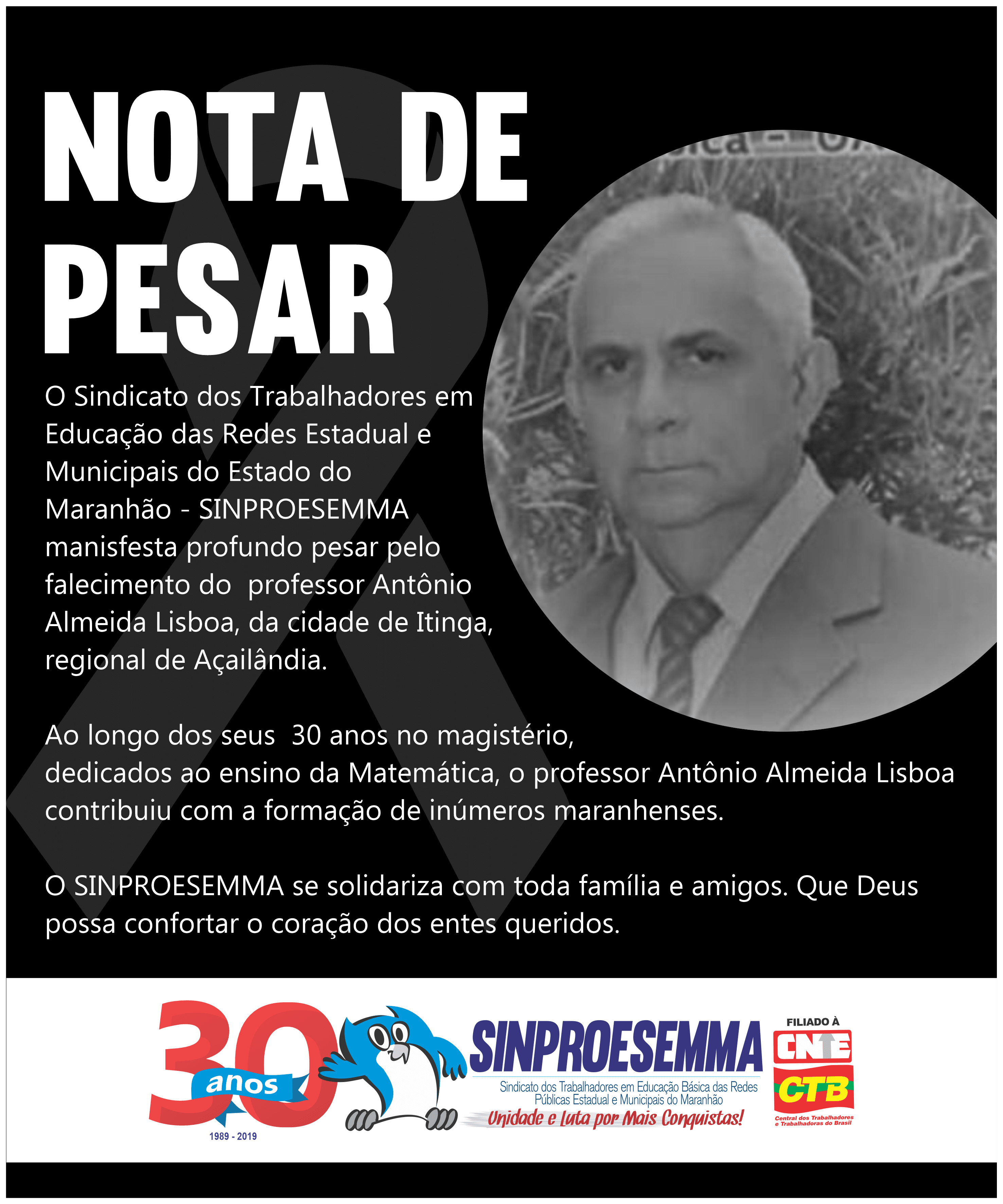 Nota de Pesar, Antônio Almeida Lisboa