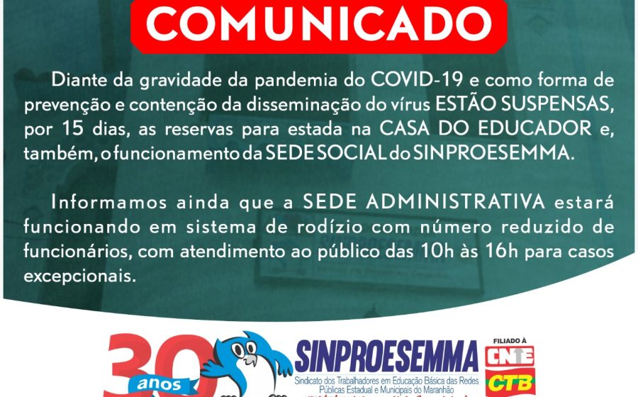 Sinproesemma adota medidas de prevenção contra o Corona Vírus
