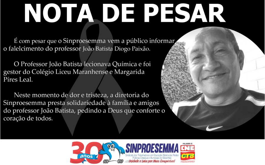 Nota de Pesar – Professor João Batista Diogo Paixão