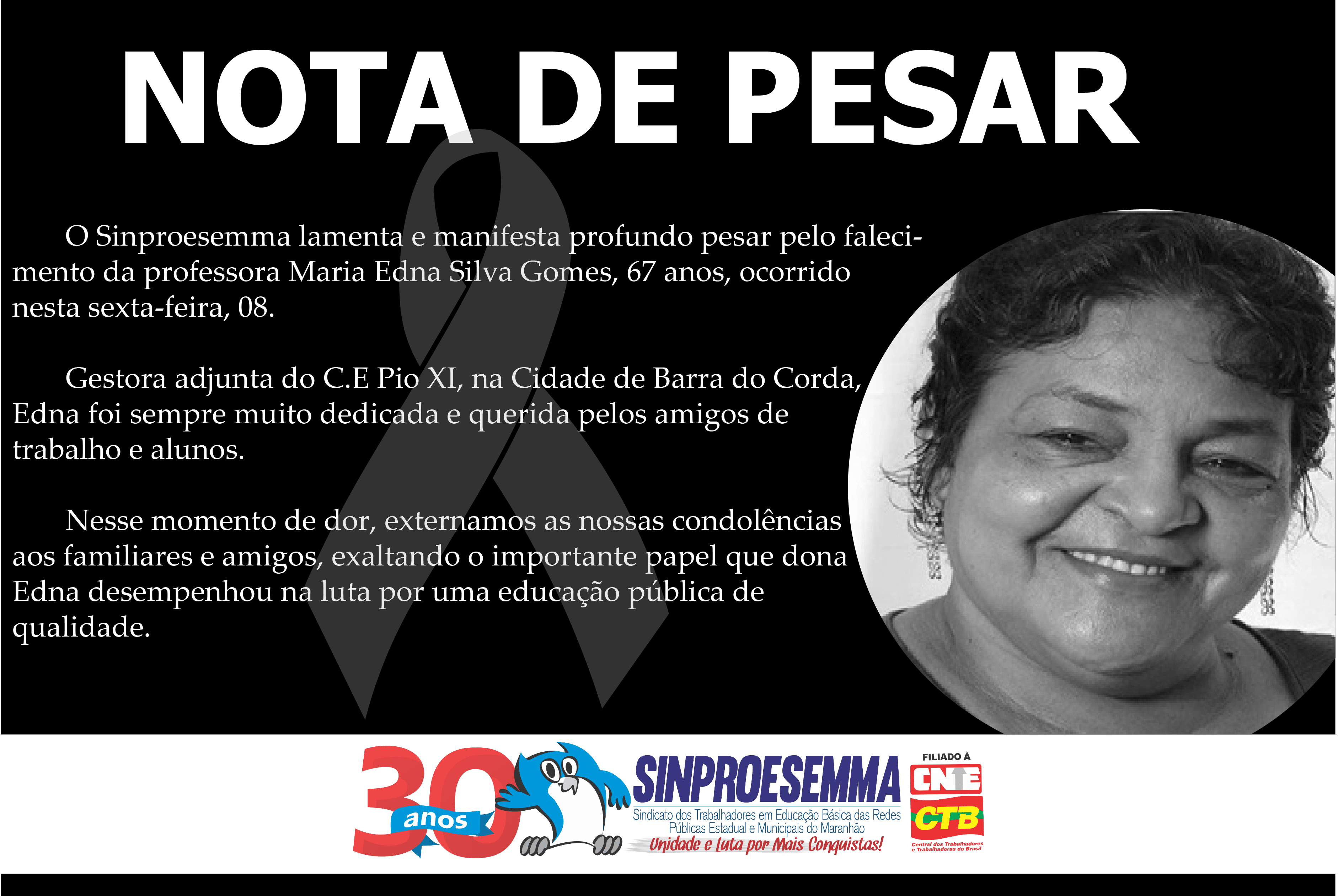 Nota de Pesar – Maria Edna Silva Gomes
