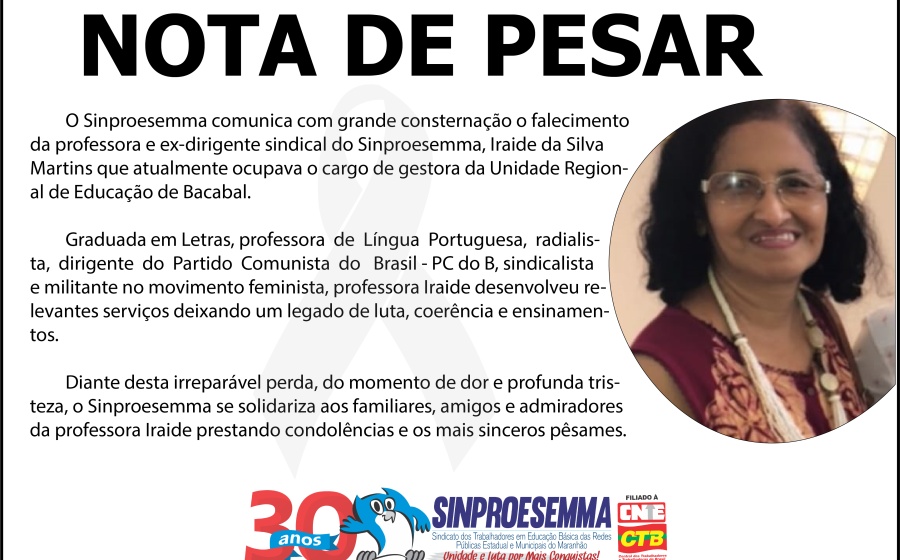 Nota de pesar – Iraide da Silva Martins