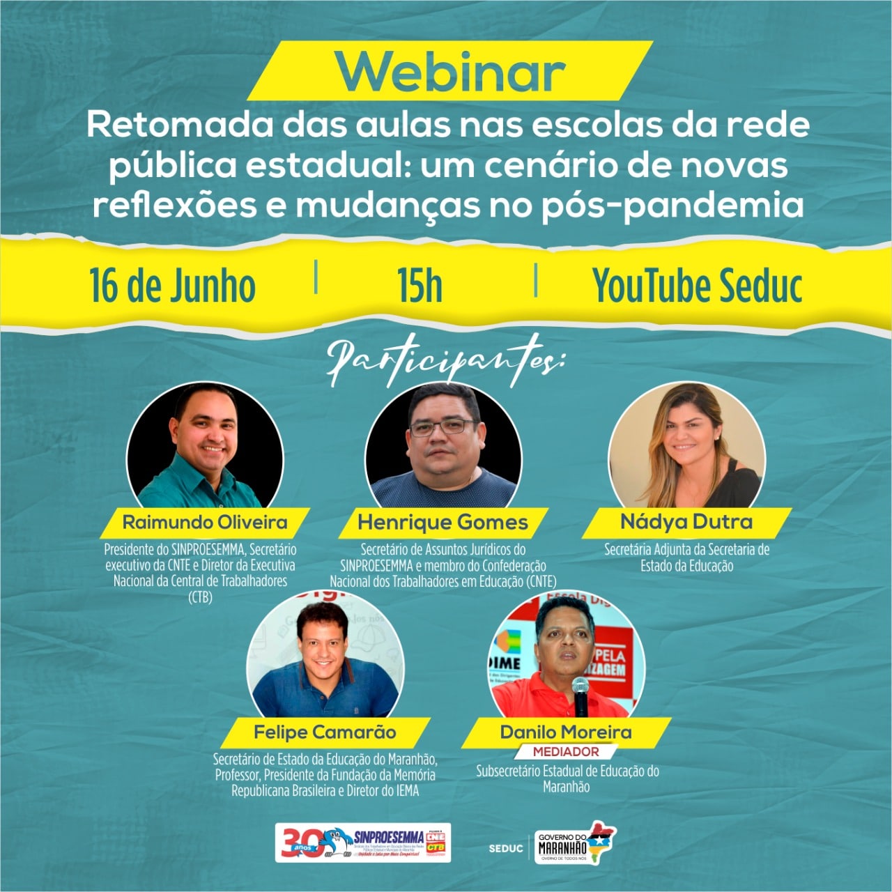 Sinproesemma participa de webinário com Seduc