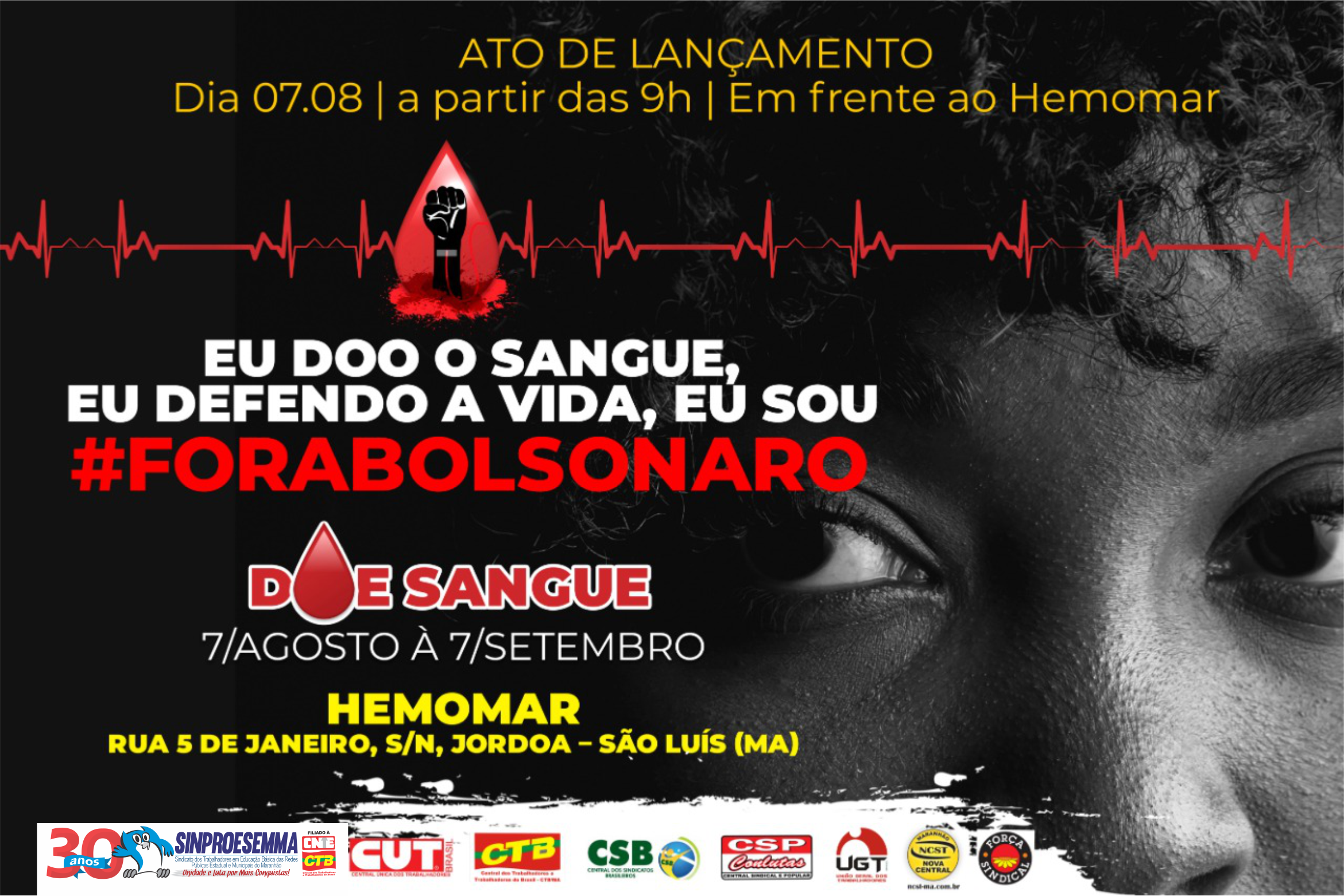 Sinproesemma participa da Campanha “Eu Doo o Sangue! Eu Defendo a Vida! Eu Sou FORA BOSONARO!”