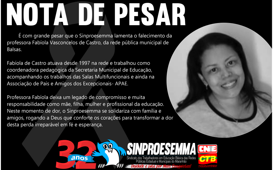 Nota de pesar – Fabíola Vasconcelos de Castro