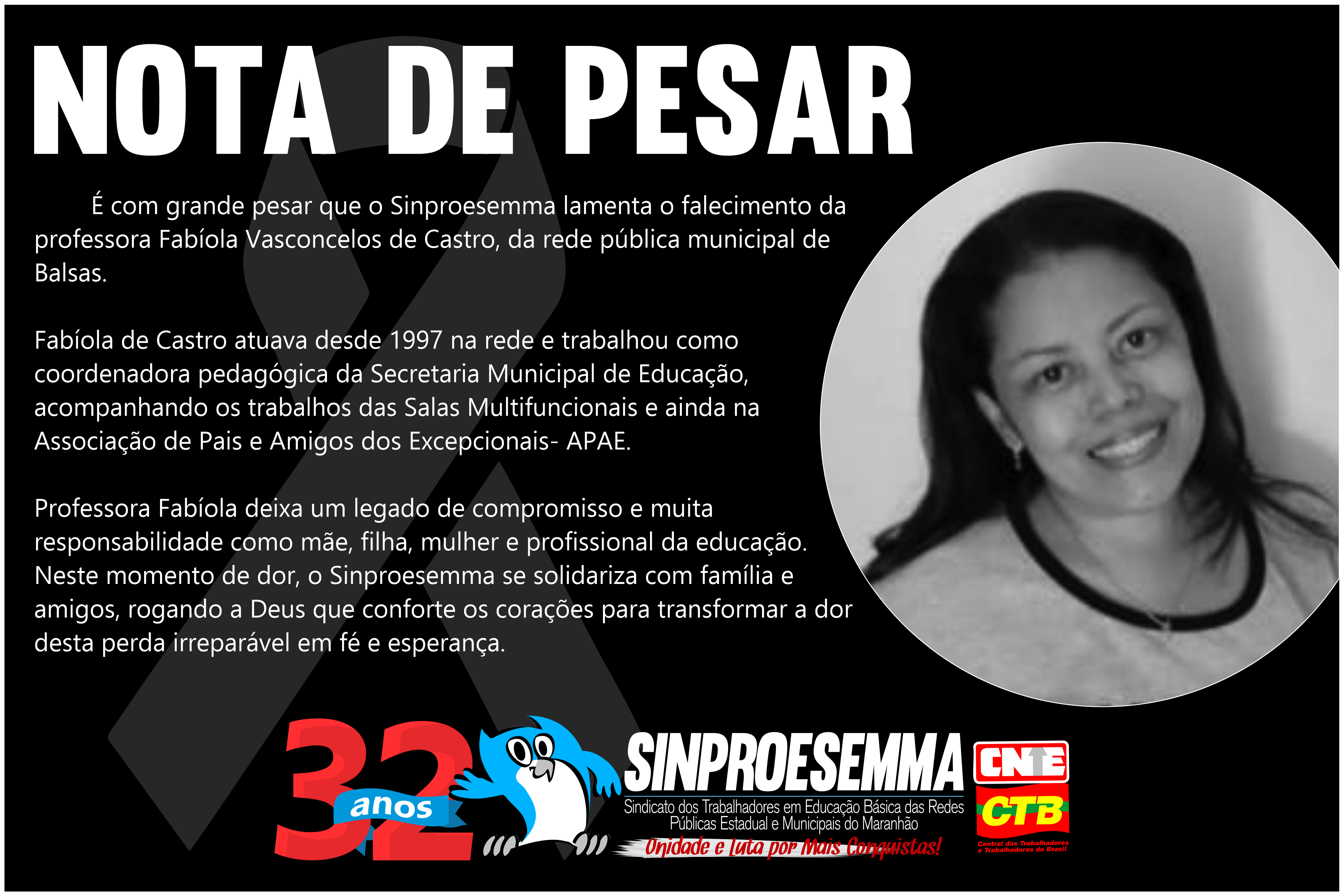 Nota de pesar – Fabíola Vasconcelos de Castro