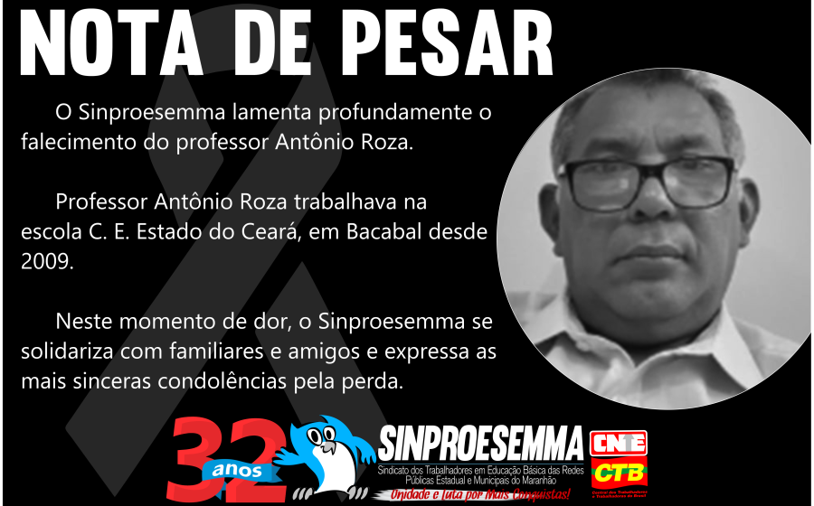 NOTA DE PESAR – PROFESSOR ANTÔNIO ROZA