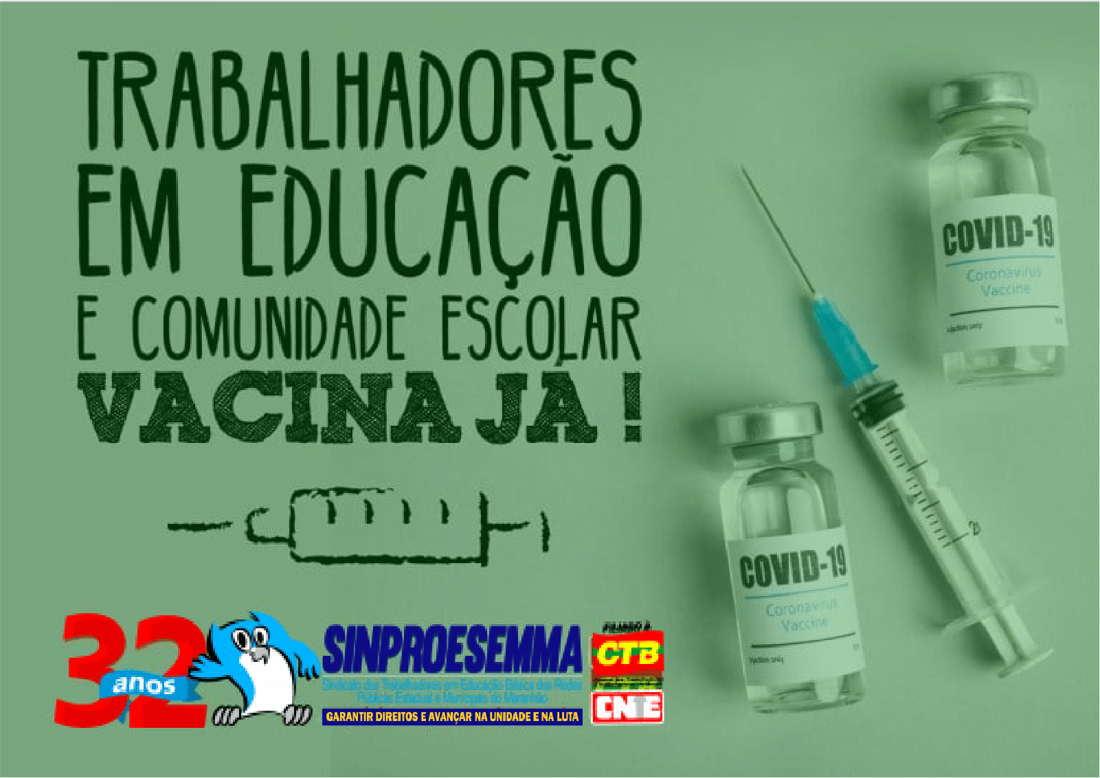 Sinproesemma solicita e Governo do Estado vai iniciar vacinação dos trabalhadores em educação