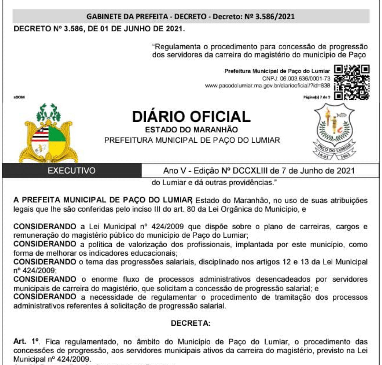 Vitória do núcleo do Sinproesemma em Paço do Lumiar: Prefeitura edita decreto que regulamenta progressões
