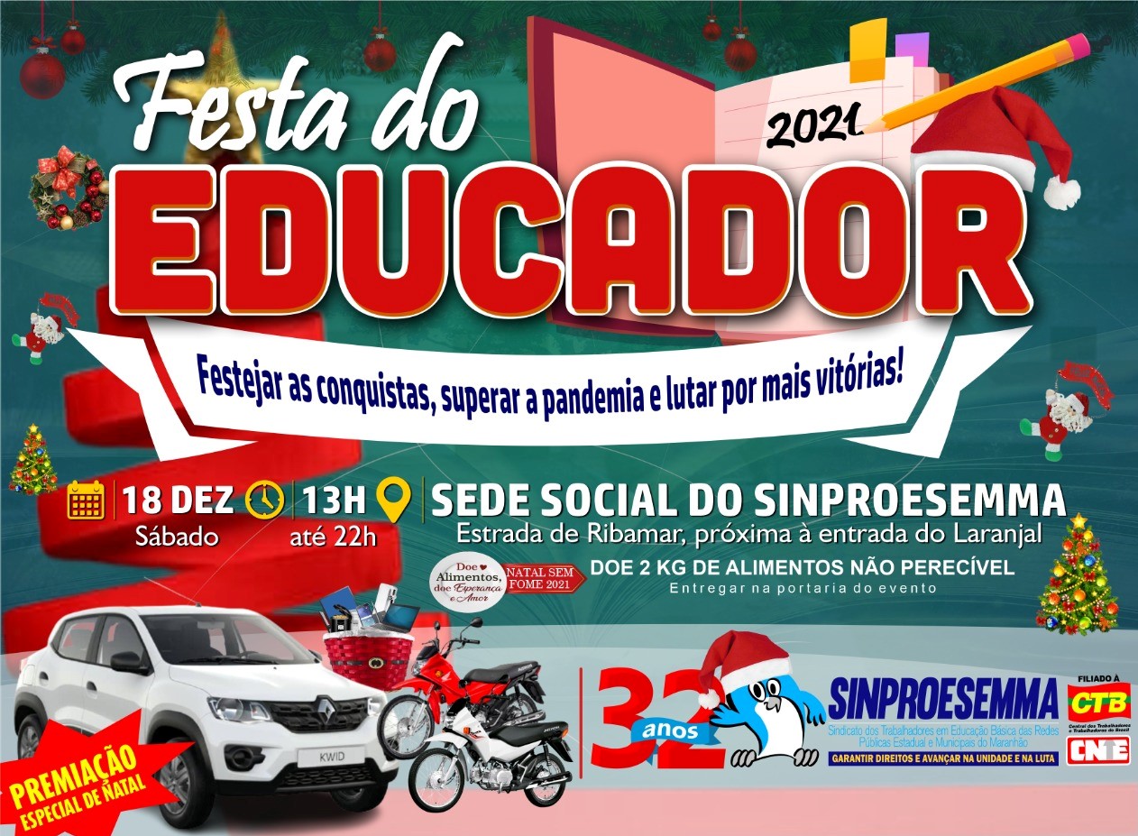 Sinproesemma promove Festa do Educador dia 18 de dezembro