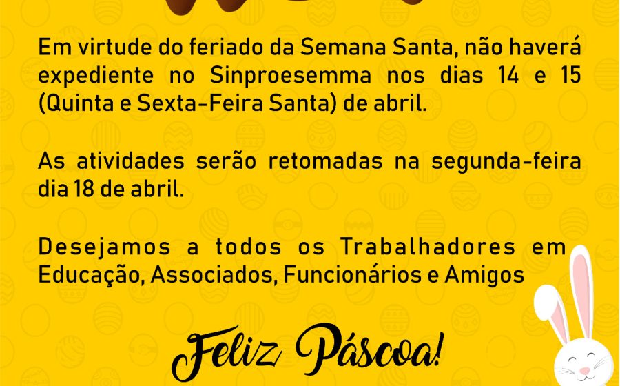 Comunicado – Feriado Semana Santa
