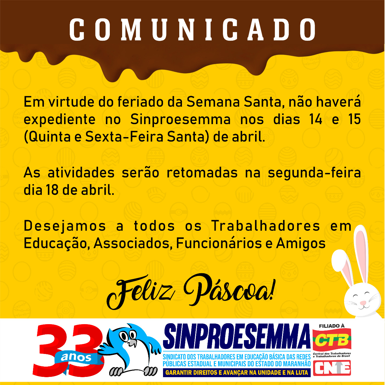 Comunicado – Feriado Semana Santa