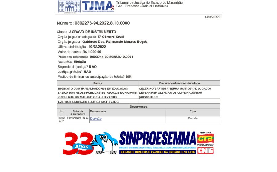 SINPROESEMMA consegue na justiça a anulação da eleição irregular que visava dar o golpe no núcleo do sindicato em São José de Ribamar