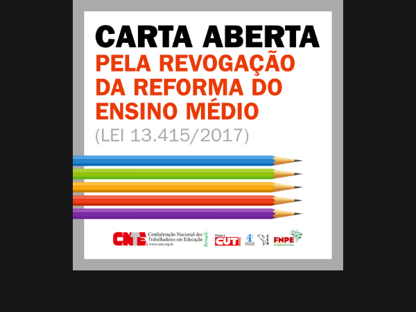 Confira os itens da Carta Aberta pela revogação da Reforma do Ensino Médio 