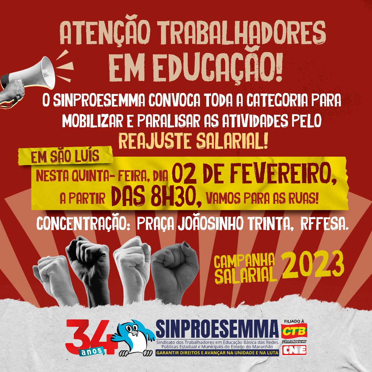 Sinproesemma convoca categoria para mobilização pelo reajuste salarial 2023
