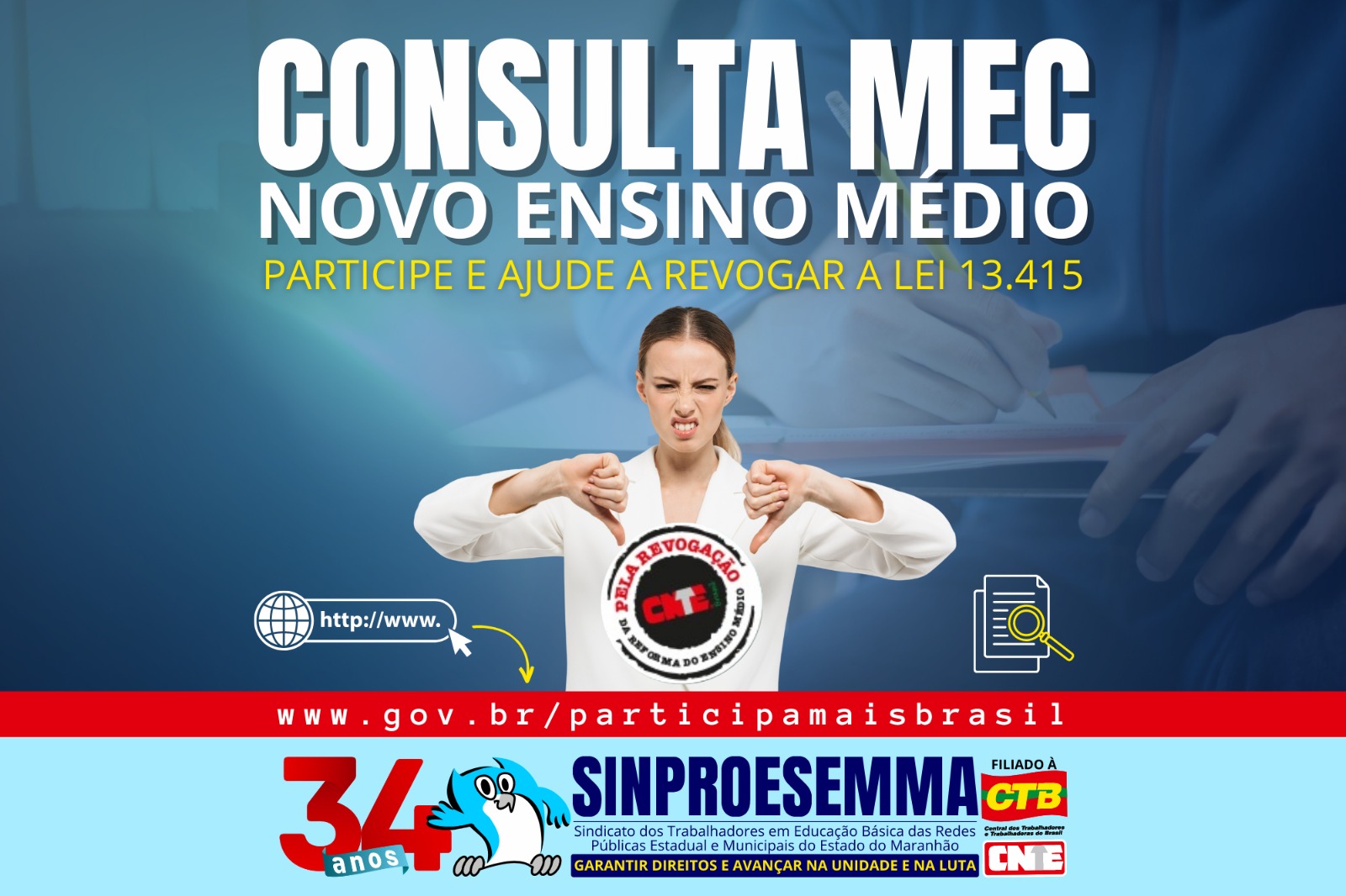 Sinproesemma convoca trabalhadores em educação e sociedade para responder consulta pública sobre o Novo Ensino Médio