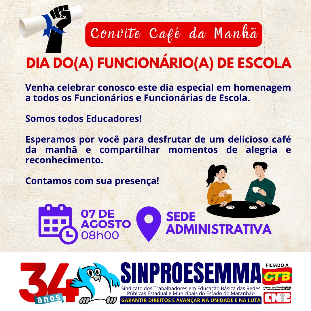 Sinproesemma realiza café da manhã em homenagem ao Dia dos Profissionais da Educação