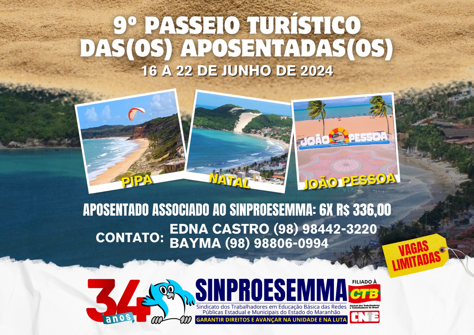Sinproesemma realizará o 9º Passeio Turístico dos Aposentados