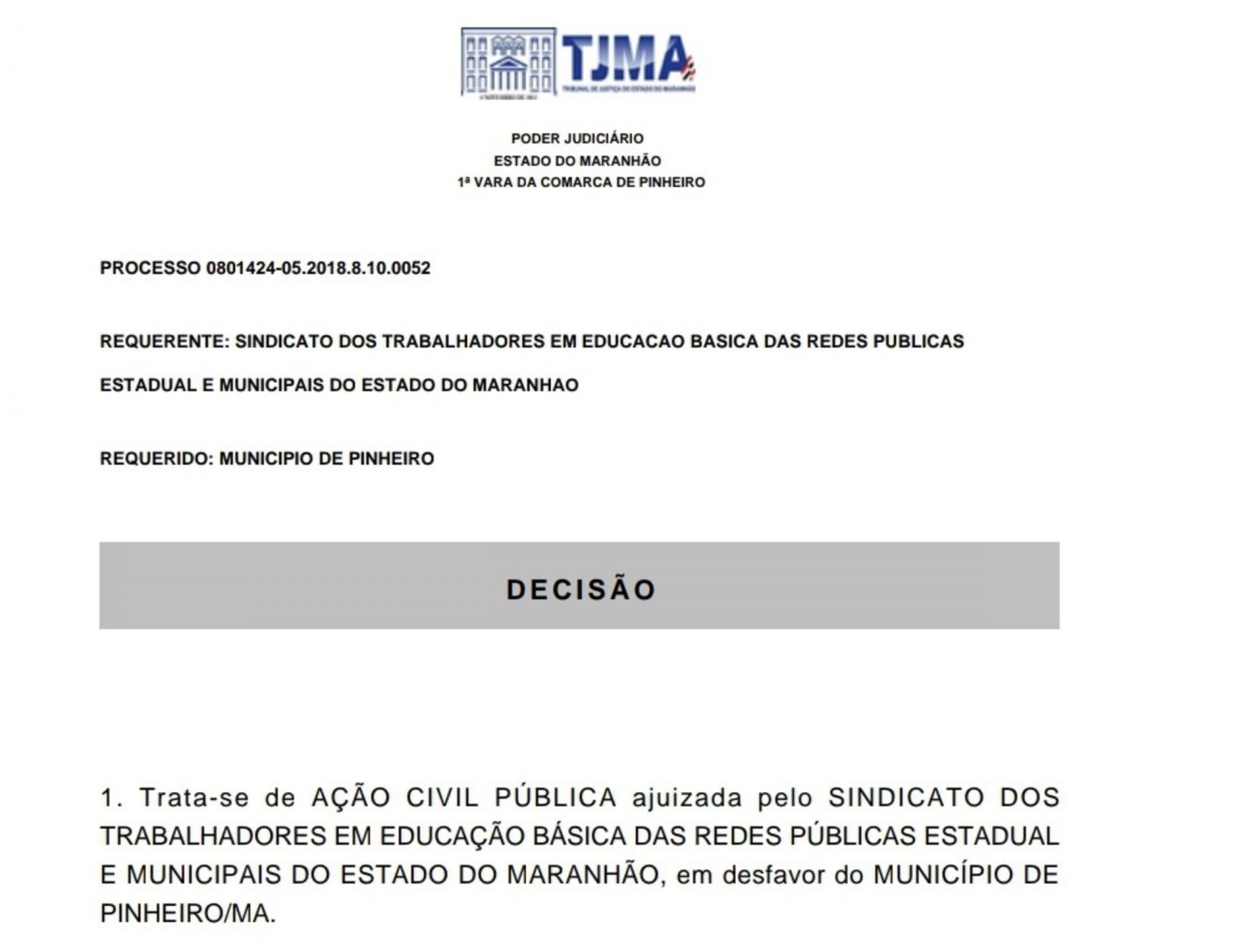 Sinproesemma ganha mais uma decisão contra a Prefeitura de Pinheiro pelo pagamento dos Precatórios do Fundef