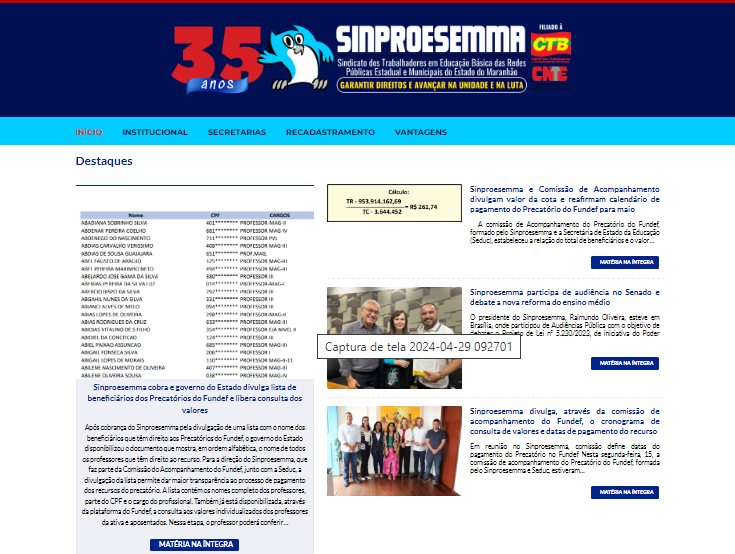 Sinproesemma relança site com novo layout e segurança reforçada após tentativa de ataque hacker