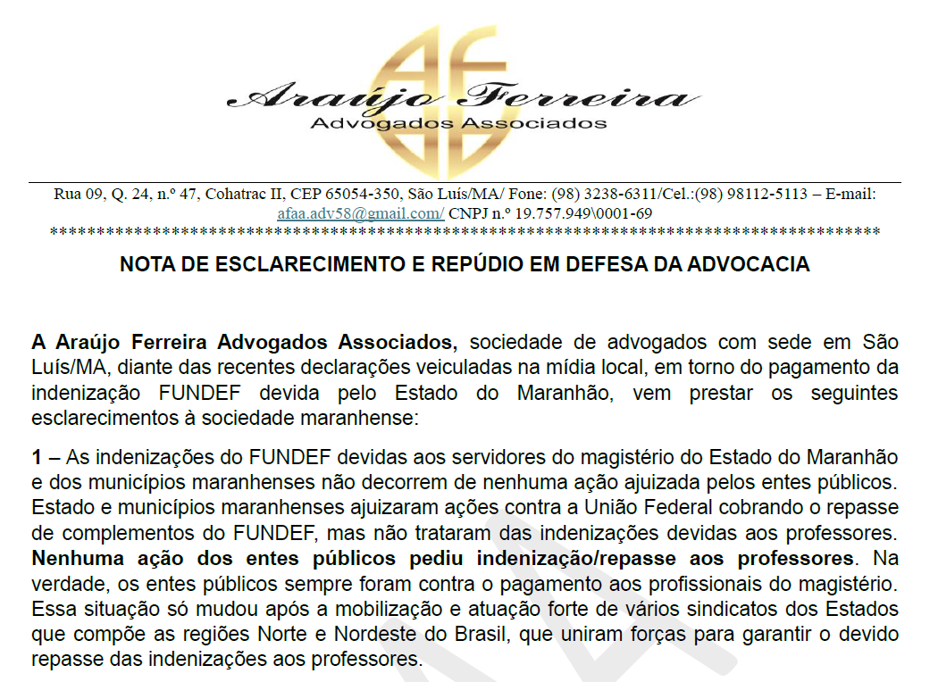 Advogado esclarece luta do Precatório do Fundef e mostra que Governo do Maranhão nunca pediu indenização/repasse para os professores