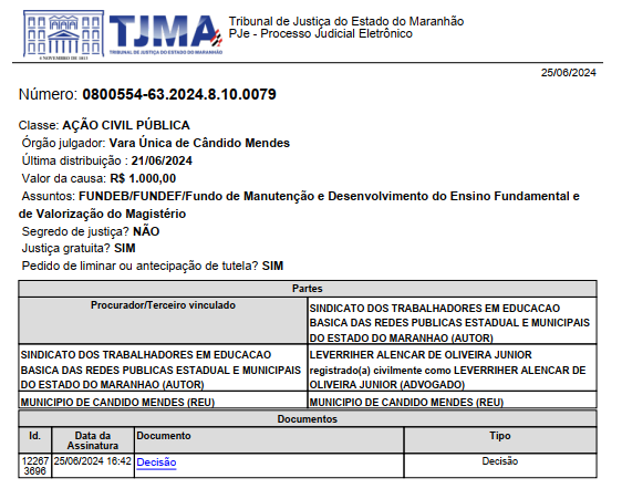Sinproesemma conquista bloqueio do Precatório do Fundef da cidade de Cândido Mendes