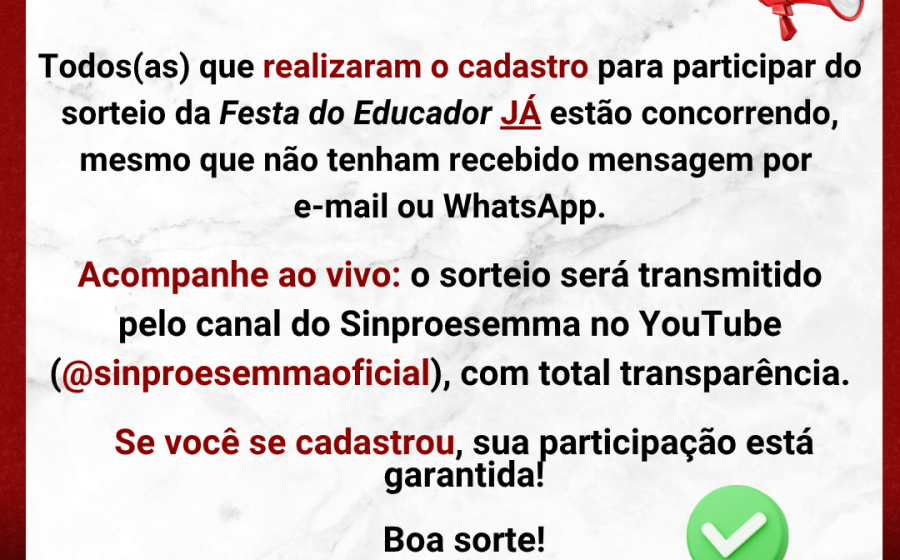 Sorteio da Festa do Educador