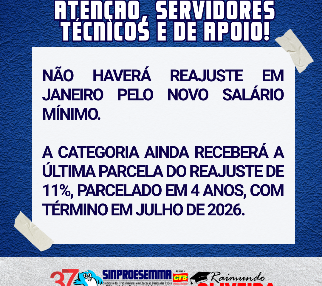 ATENÇÃO, SERVIDORES TÉCNICOS E DE APOIO